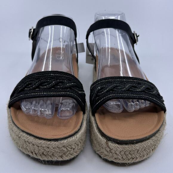 Top Moda Sandals Women 9 Black Athens-1 Platform Espadrilles Ankle Strap Boho - Picture 1 of 11